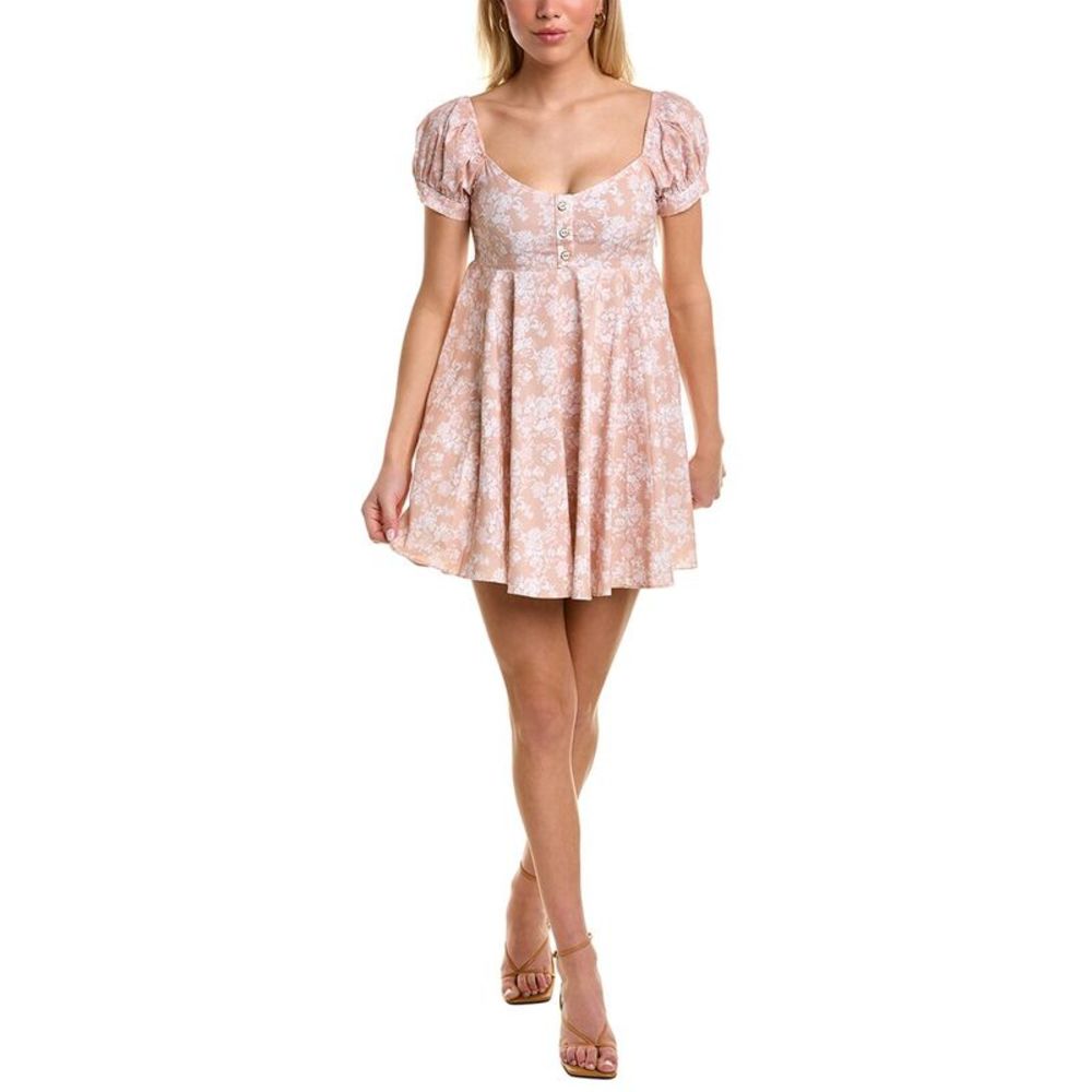 Caroline Constas Pink Floral Midi Dress